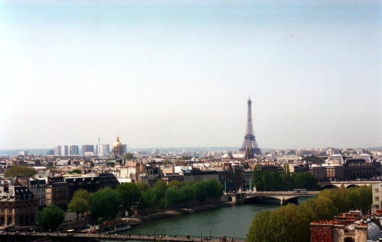 View from the Roof of La Samaritaine showing the Tour Eiffel and Pantheon